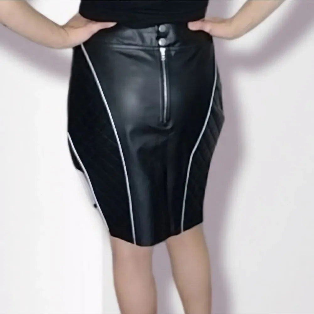 NWT Quilted leather asymmetrical moto skirt